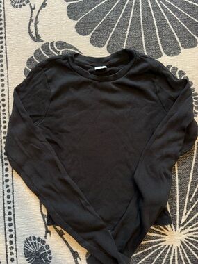 TNA Black Ribbed Crewneck Long Sleeve